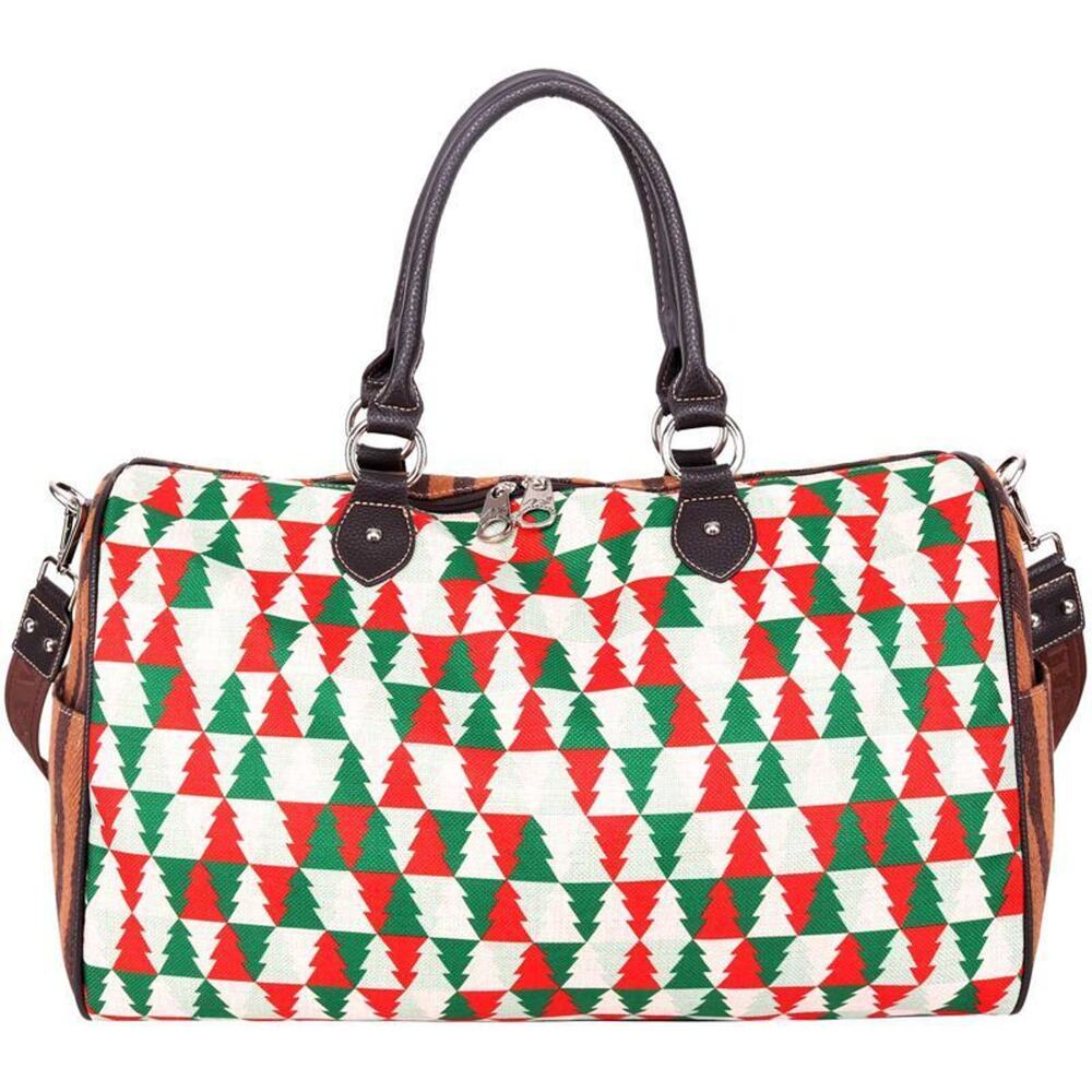 Montana West Christmas Tree Duffle Weekend Bag Canvas NEW